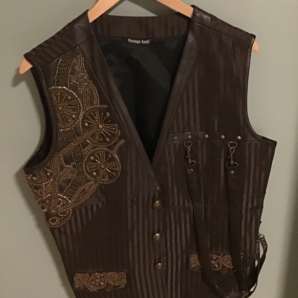 Men’s Steampunk Embroidered Vest - Picture 1 of 4